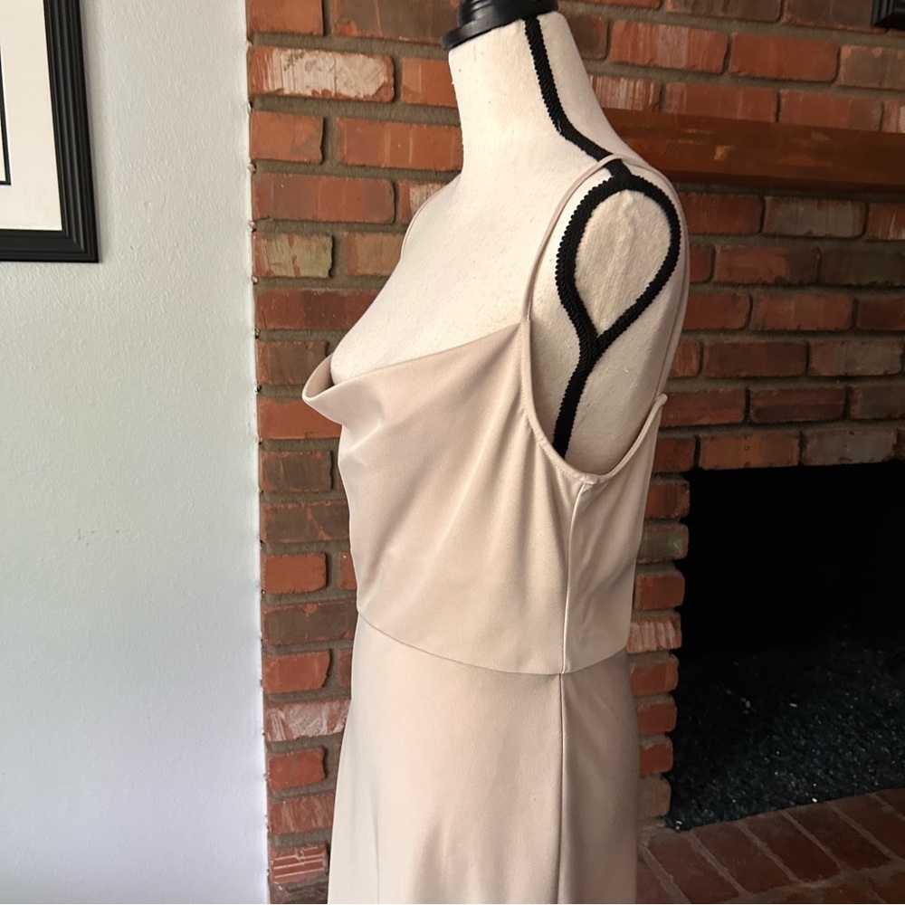 Anthropologie BHLDN Cali Satin Charmeuse Midi Dress in Oyster Sz 4 - Picture 6 of 9